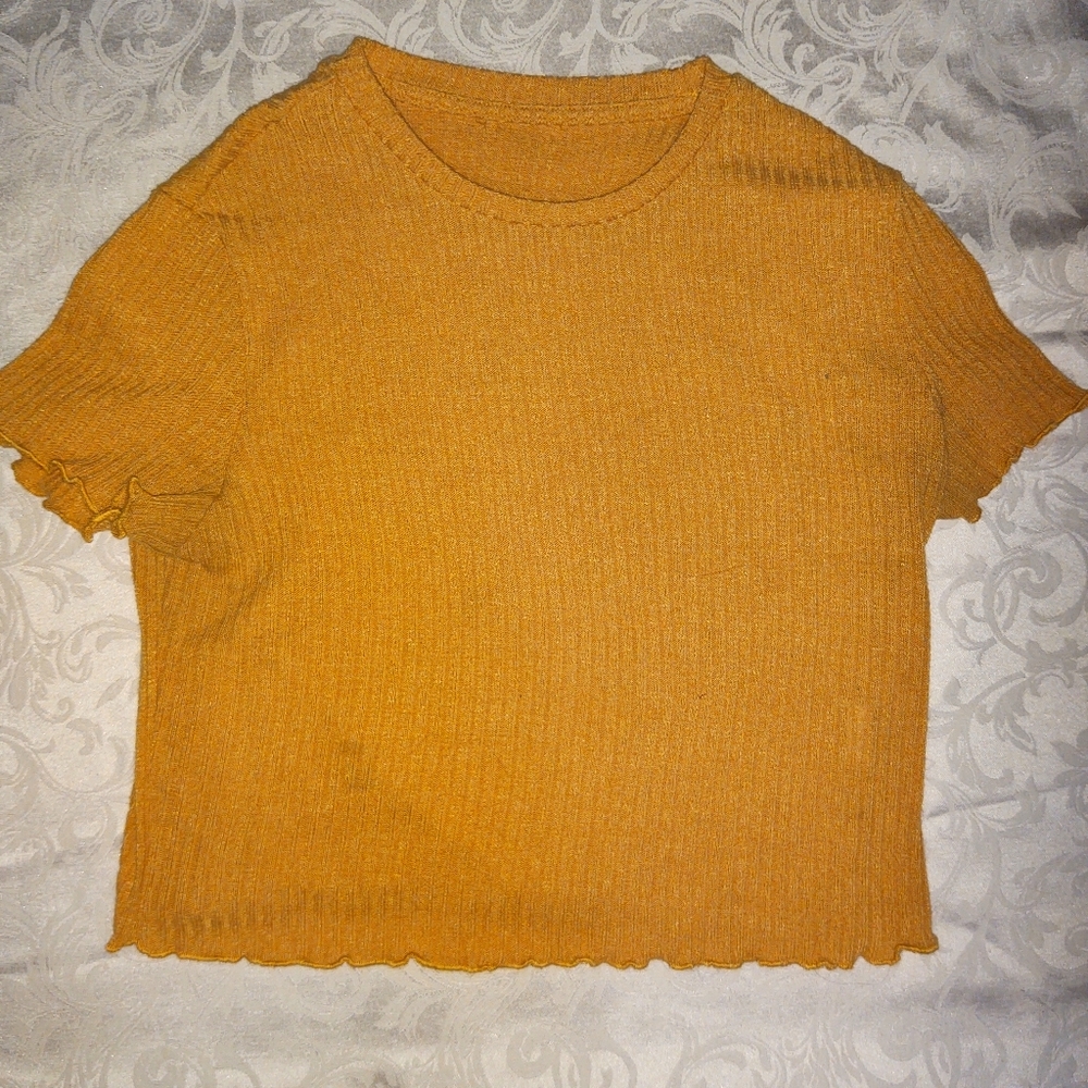 Yellow Ribbed Crop Top - Picture 1 of 3